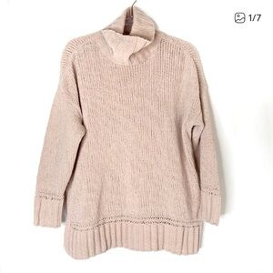 3/$30 Aerie | Blush Pink Cowl Neck Sweater Polyester Split Hem Womens XS